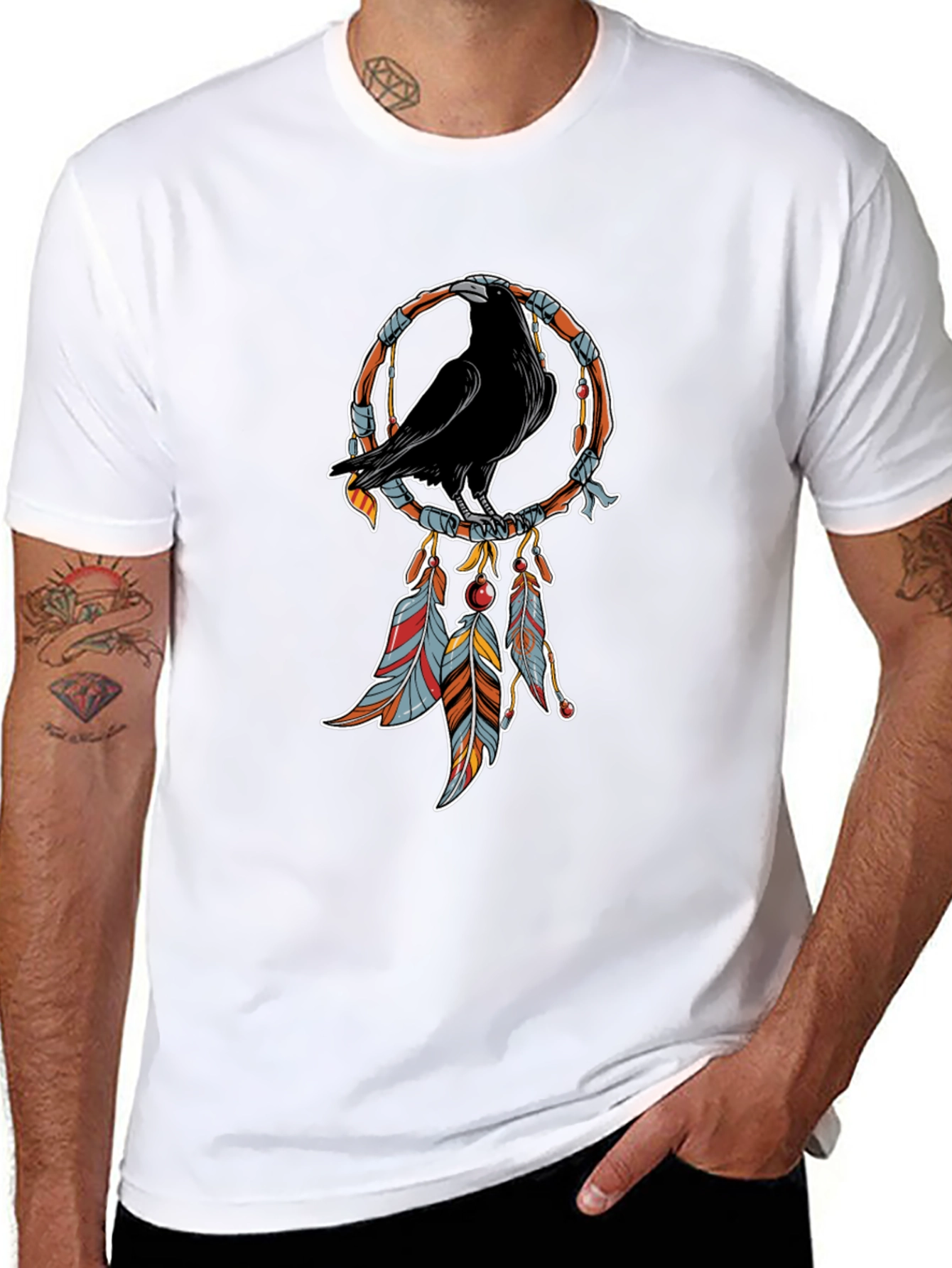 Raven Dreamcatcher T-Shirt - Black Graphic Tee