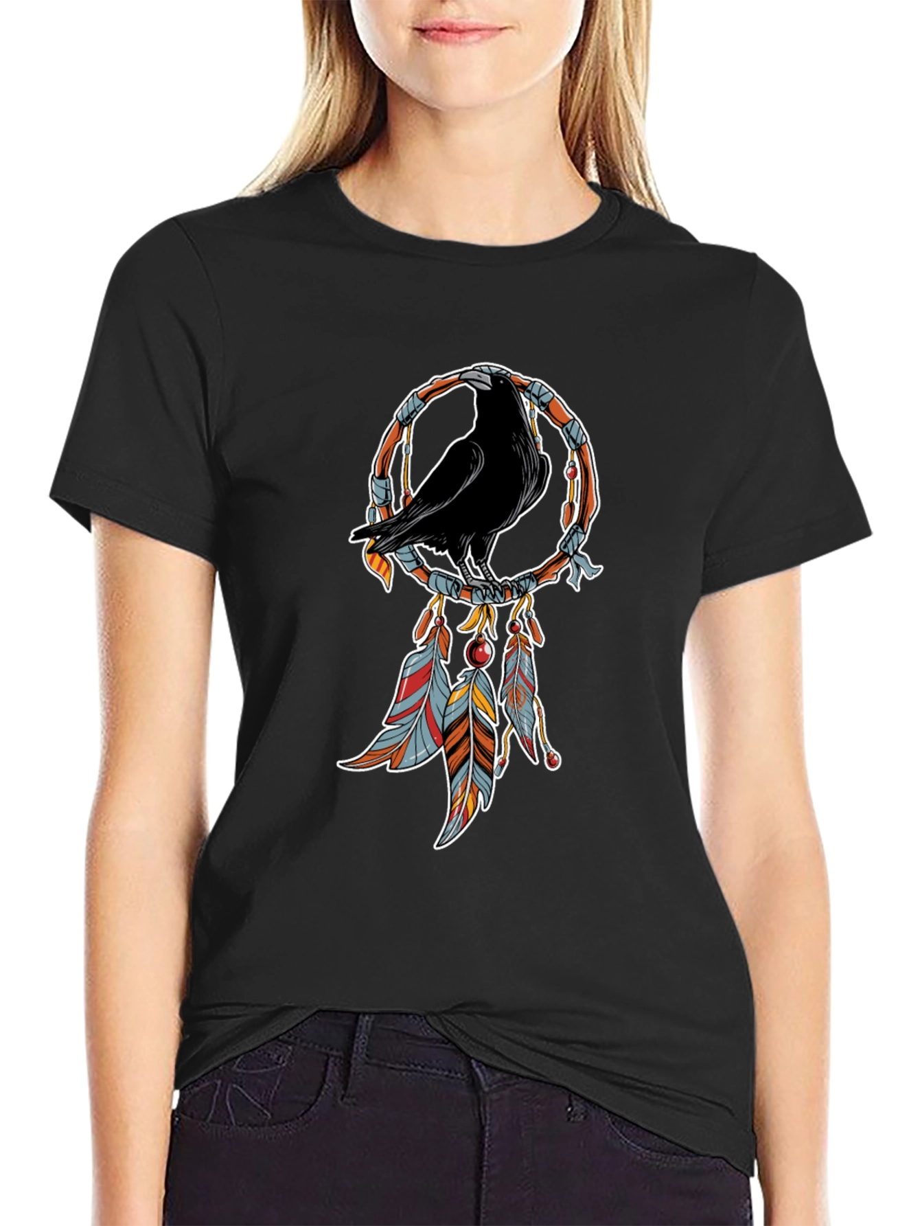 Raven Dreamcatcher T-Shirt - Black Graphic Tee