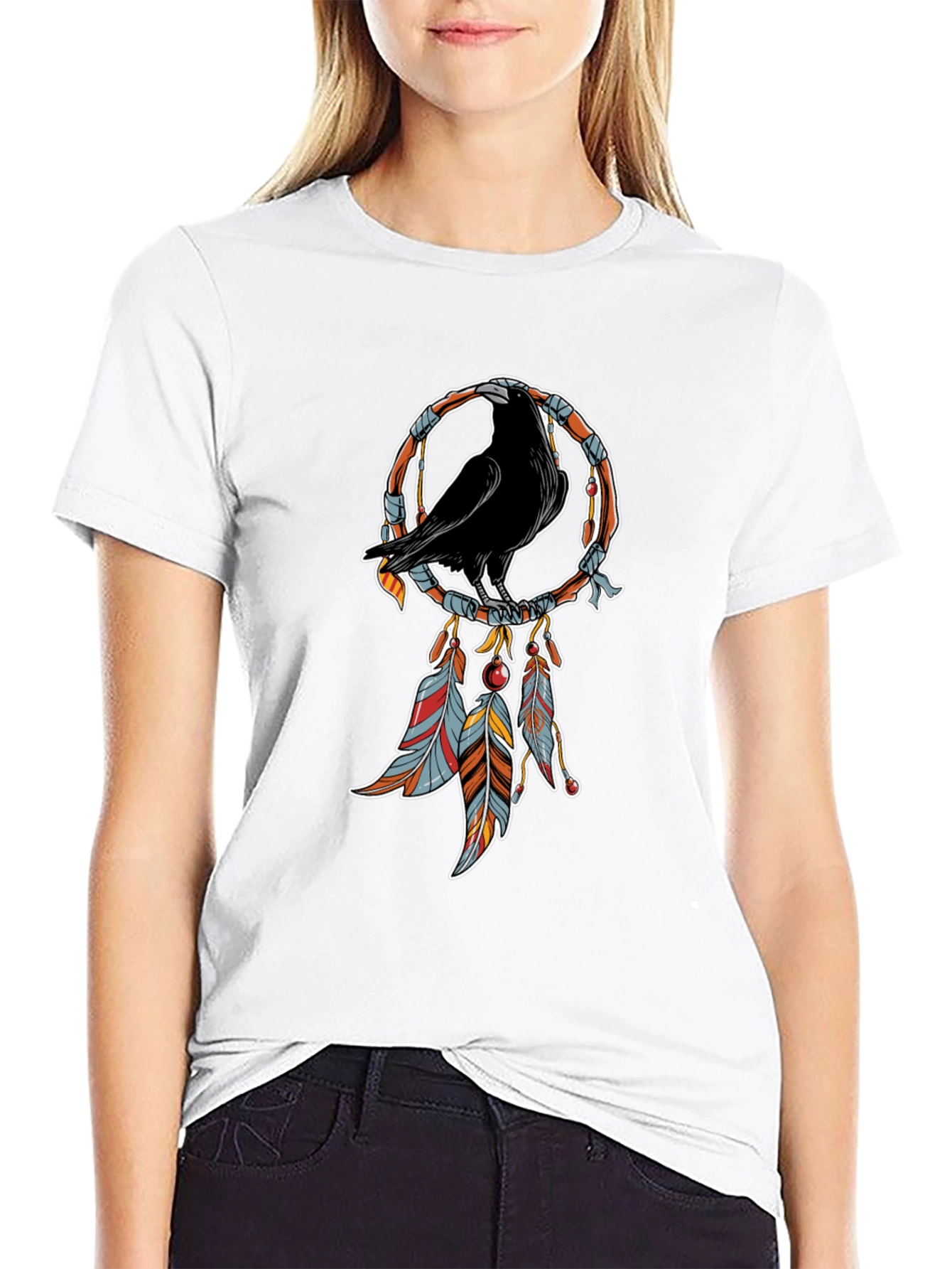 Raven Dreamcatcher T-Shirt - Black Graphic Tee