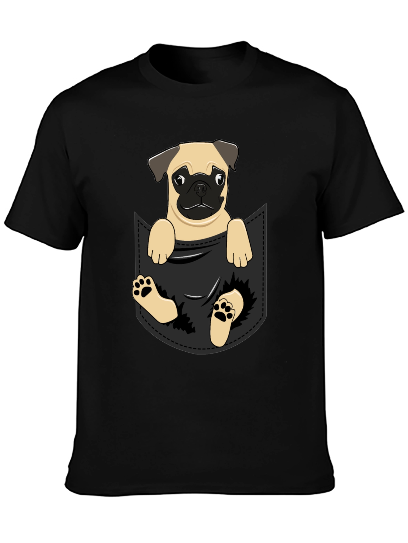 Pug in Pocket T-Shirt - Adorable Dog Tee