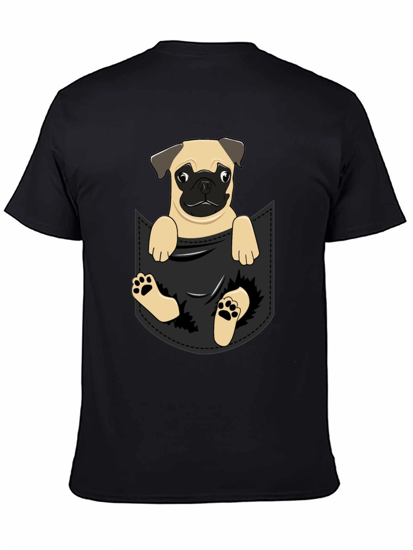 Pug in Pocket T-Shirt - Adorable Dog Tee
