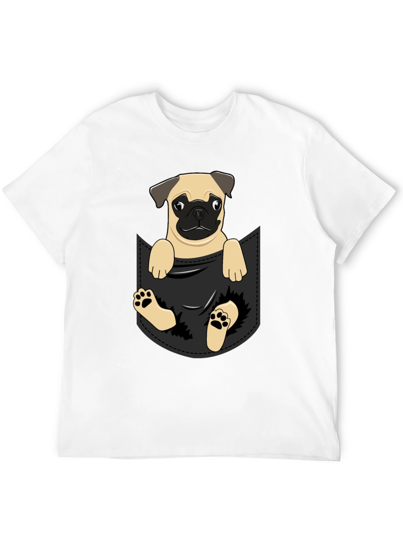 Pug in Pocket T-Shirt - Adorable Dog Tee