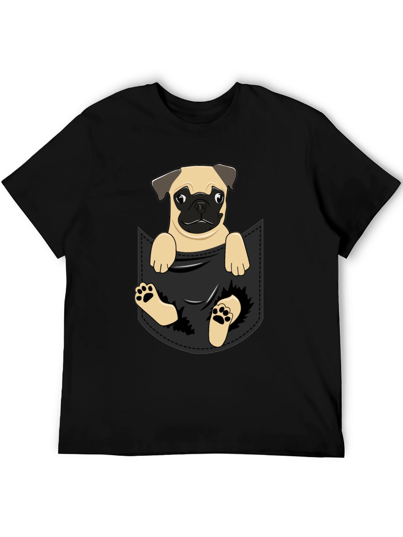 Pug in Pocket T-Shirt - Adorable Dog Tee