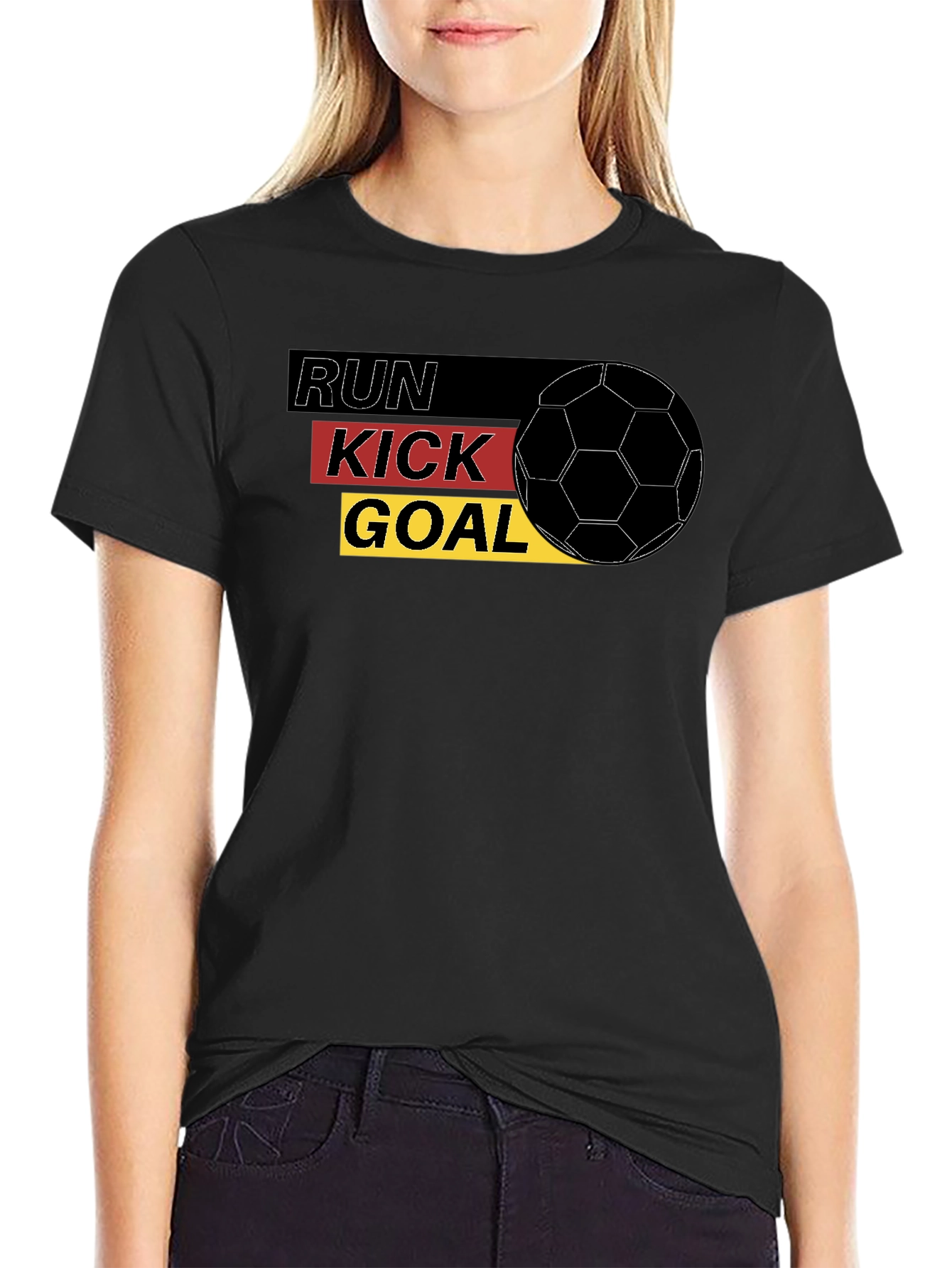 Run Kick Goal Soccer Tee