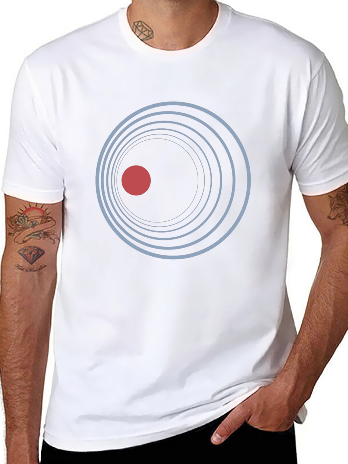 Abstract Circle Graphic Print Black T-Shirt
