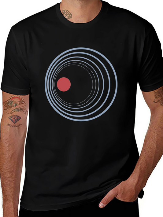 Abstract Circle Graphic Print Black T-Shirt