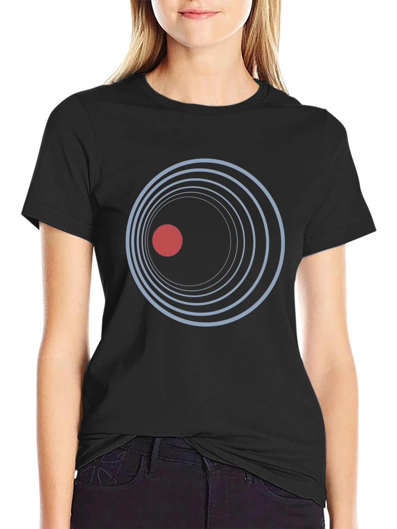 Abstract Circle Graphic Print Black T-Shirt