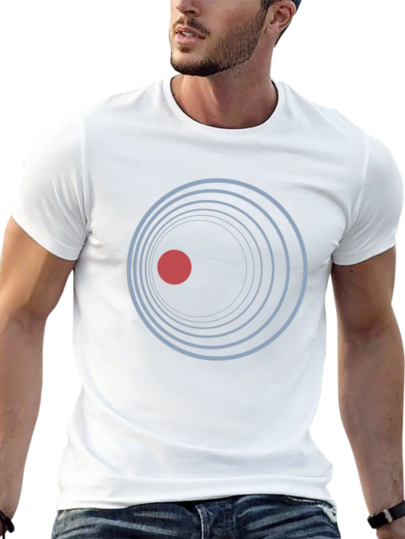 Abstract Circle Graphic Print Black T-Shirt