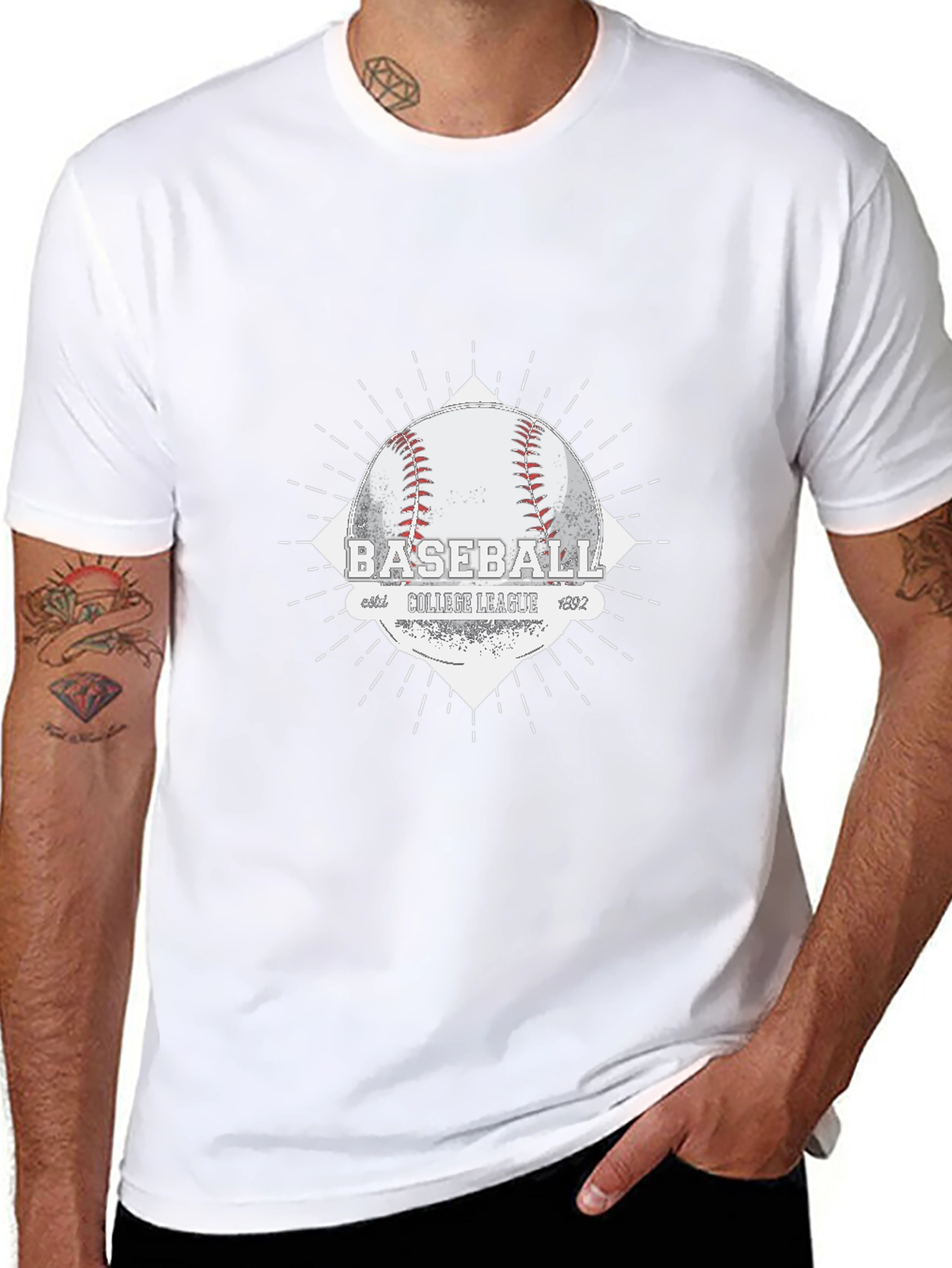 Baseball College League Graphic Tee - Black