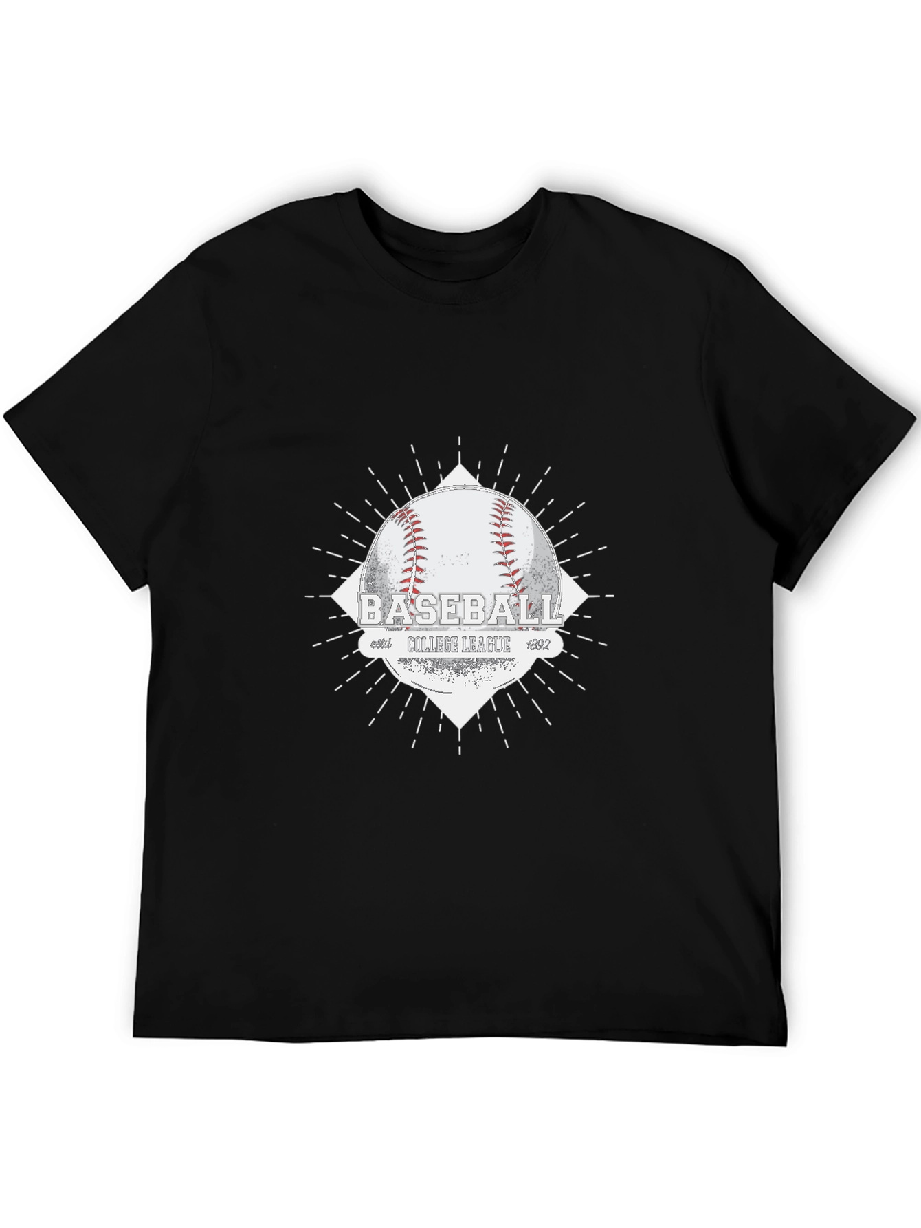 Baseball College League Graphic Tee - Black
