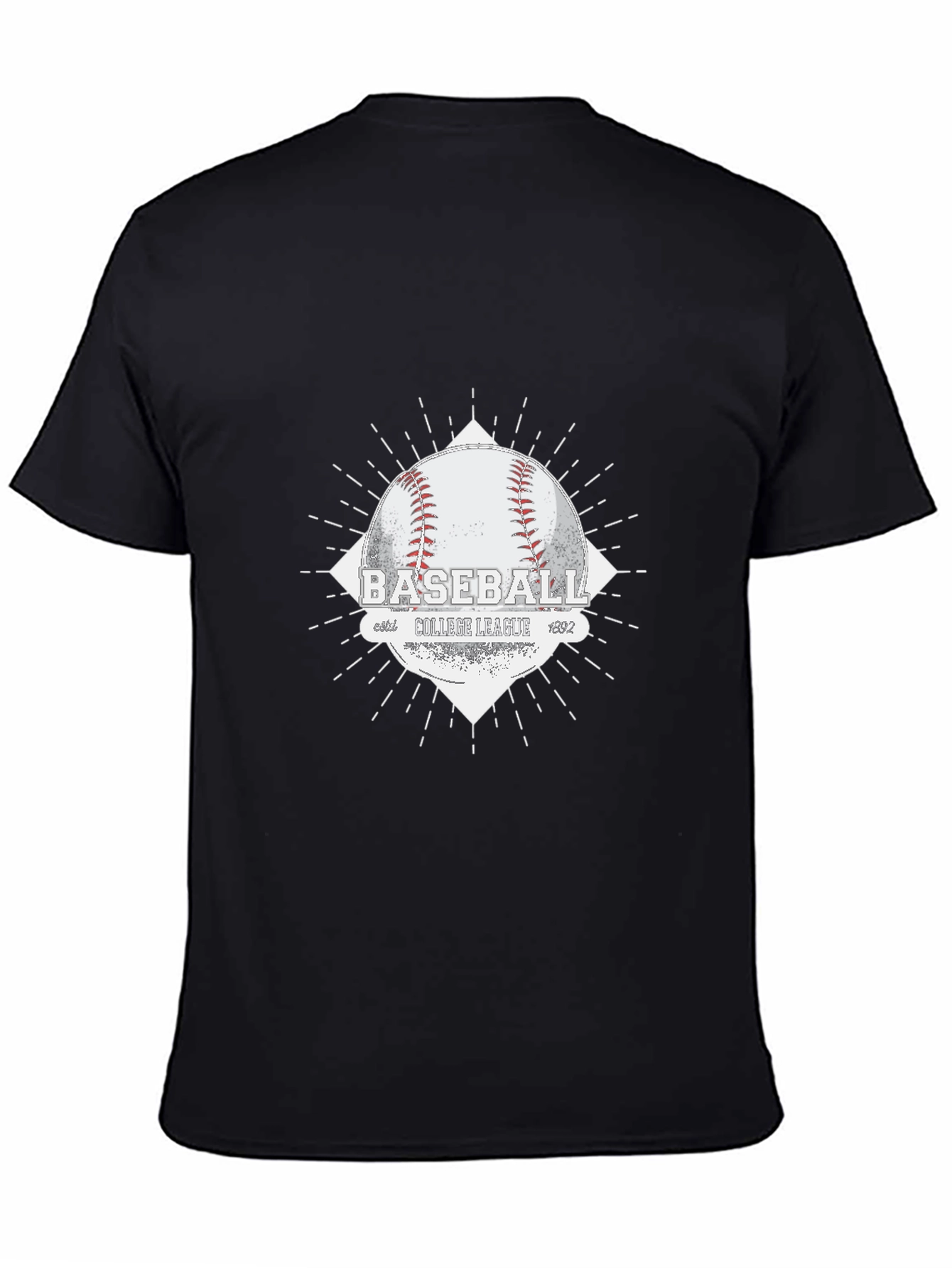 Baseball College League Graphic Tee - Black