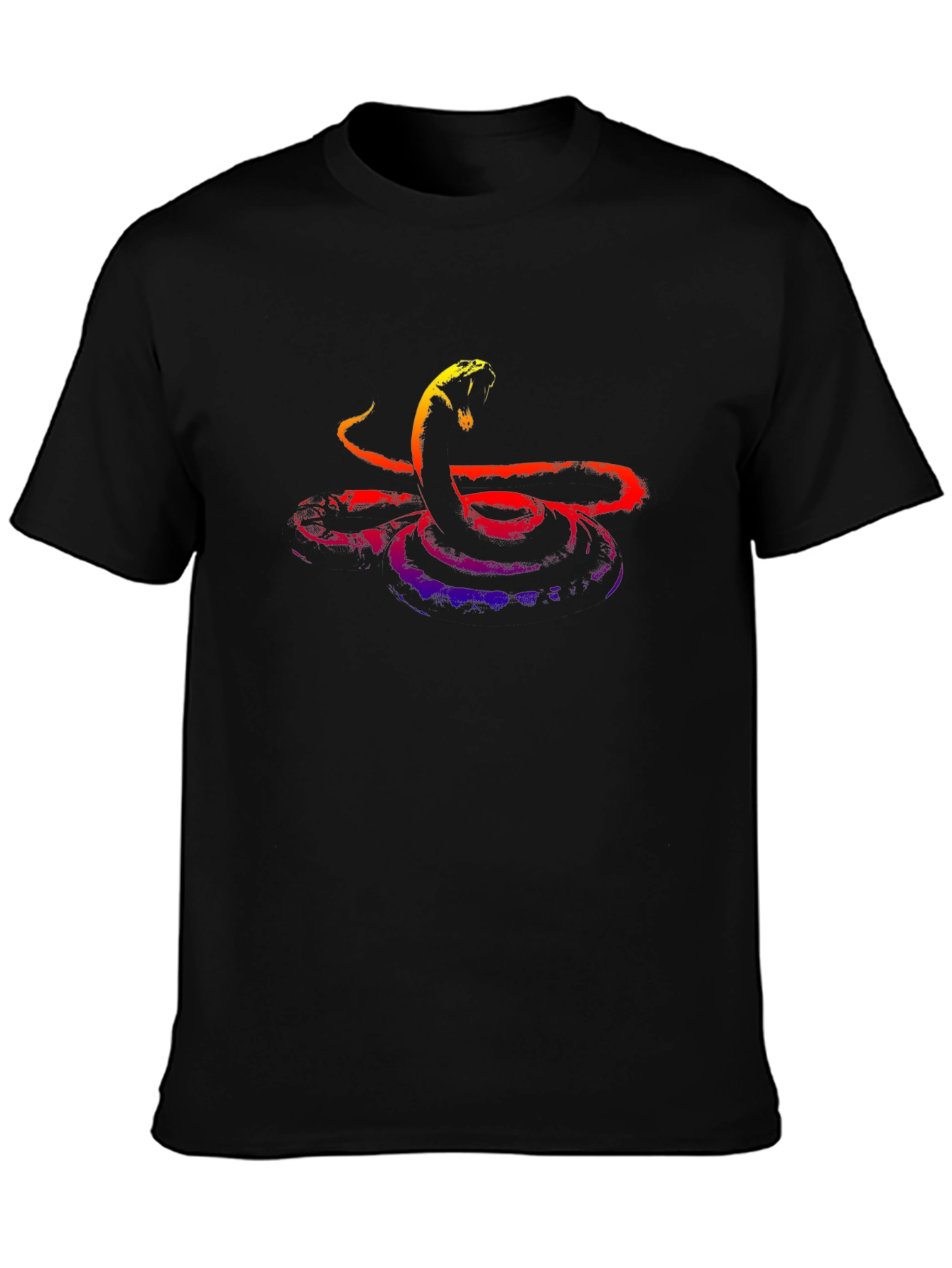 Vibrant Snake Graphic Tee - Mens Black T-Shirt