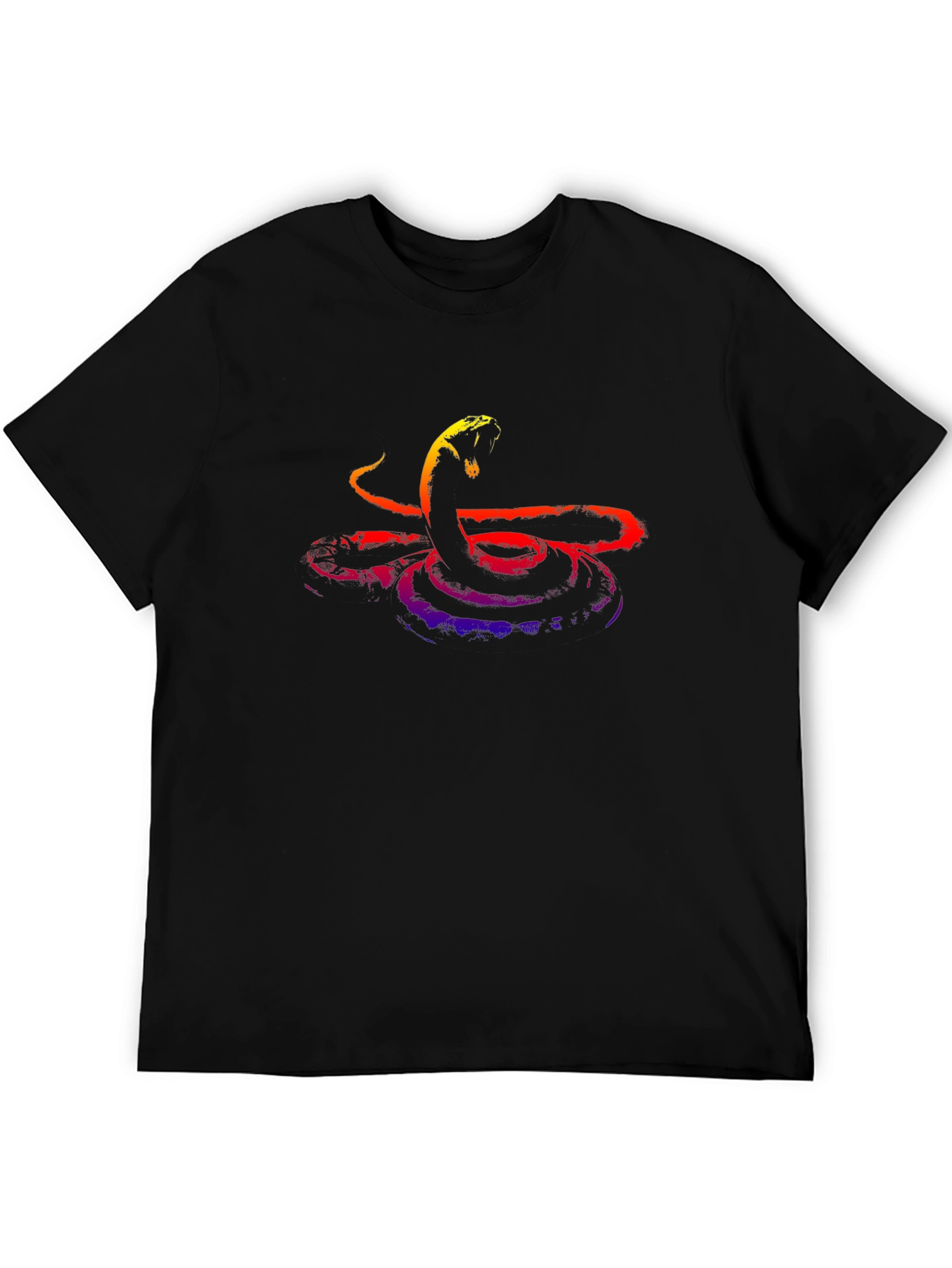Vibrant Snake Graphic Tee - Mens Black T-Shirt