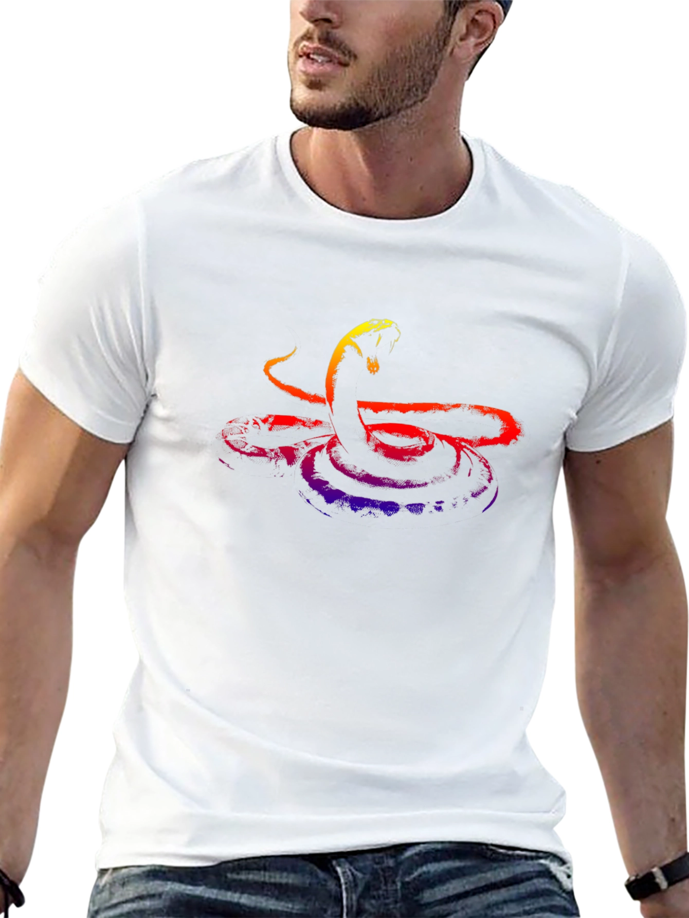 Vibrant Snake Graphic Tee - Mens Black T-Shirt