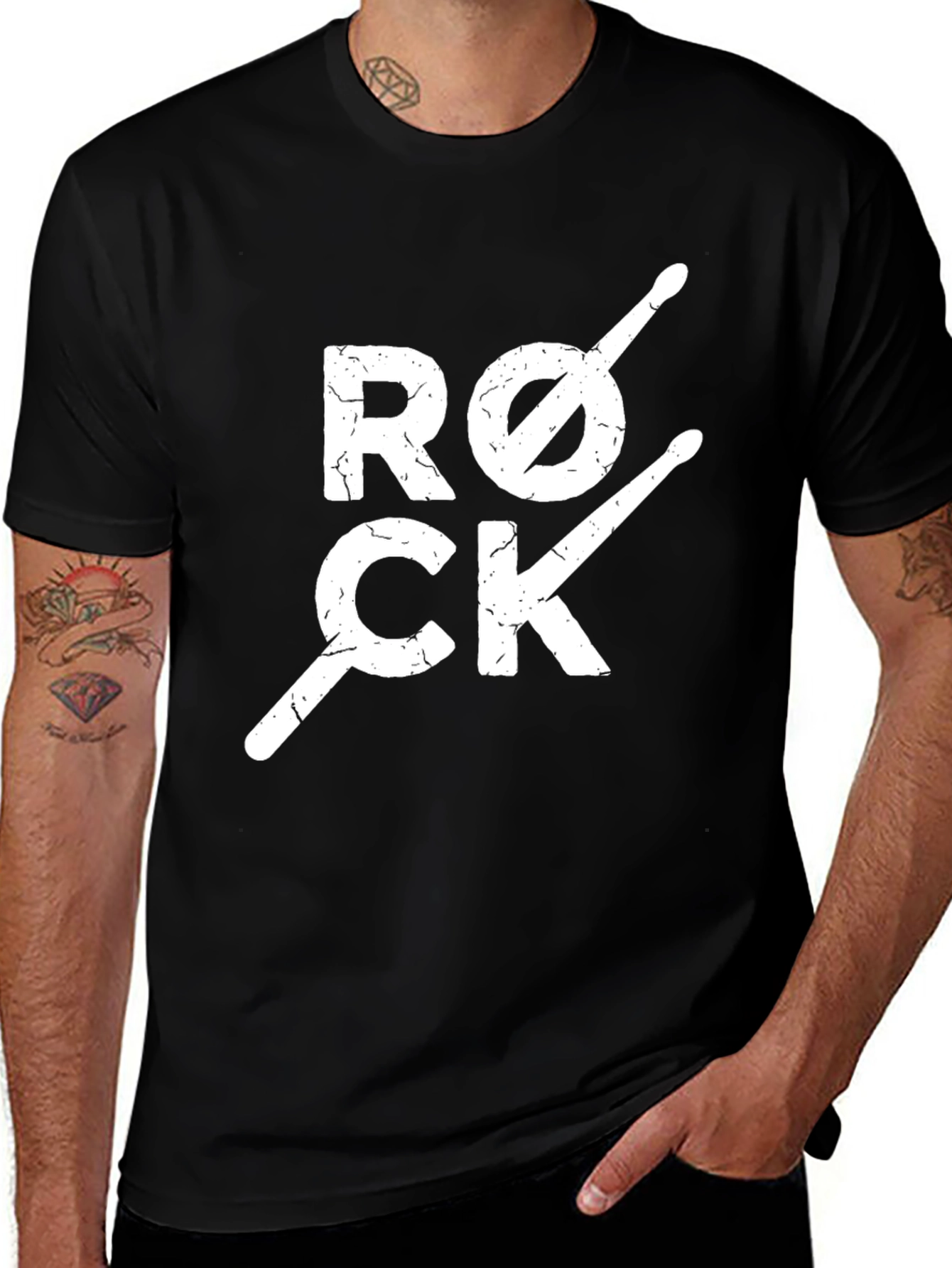 Rock Music Drummer T-Shirt - Black