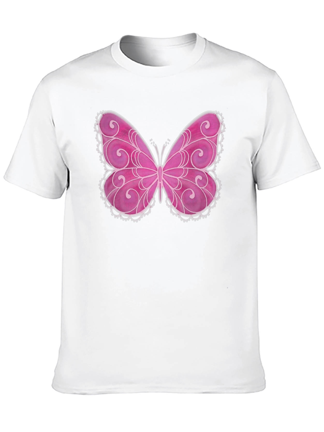Pink Butterfly Graphic Black T-Shirt