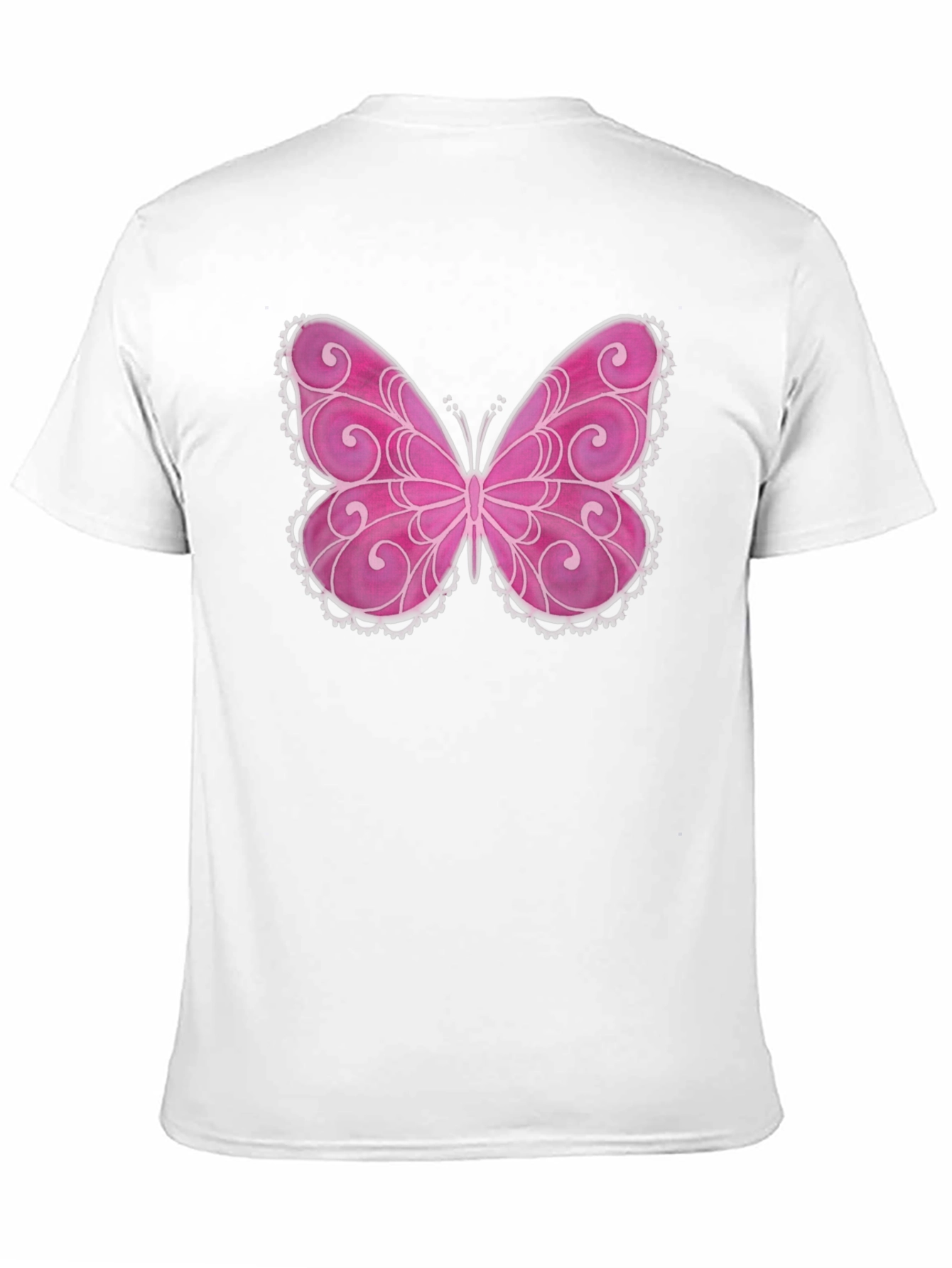 Pink Butterfly Graphic Black T-Shirt