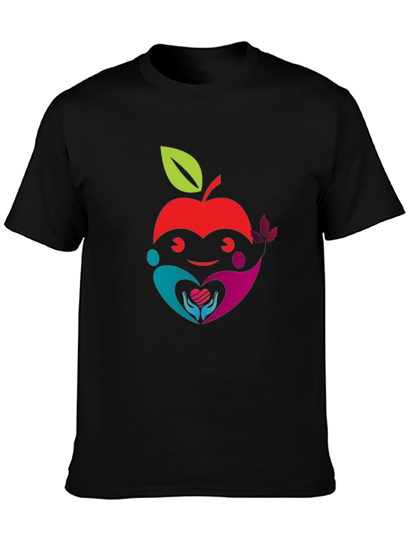 Apple Heart Graphic Black T-Shirt