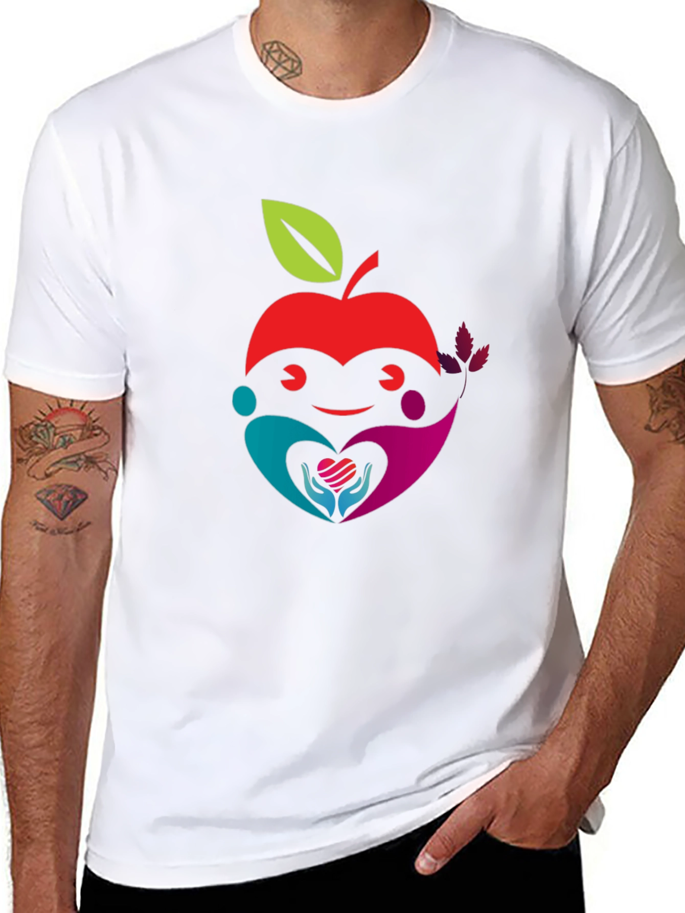 Apple Heart Graphic Black T-Shirt