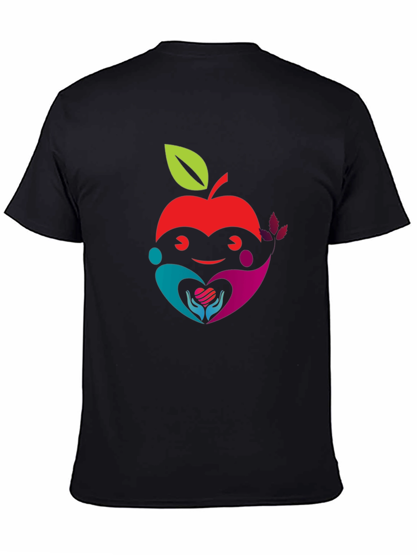 Apple Heart Graphic Black T-Shirt