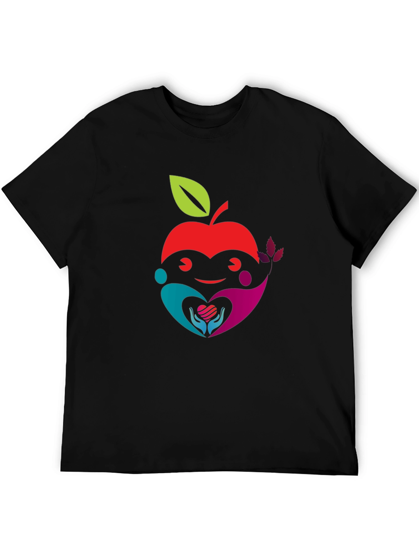 Apple Heart Graphic Black T-Shirt