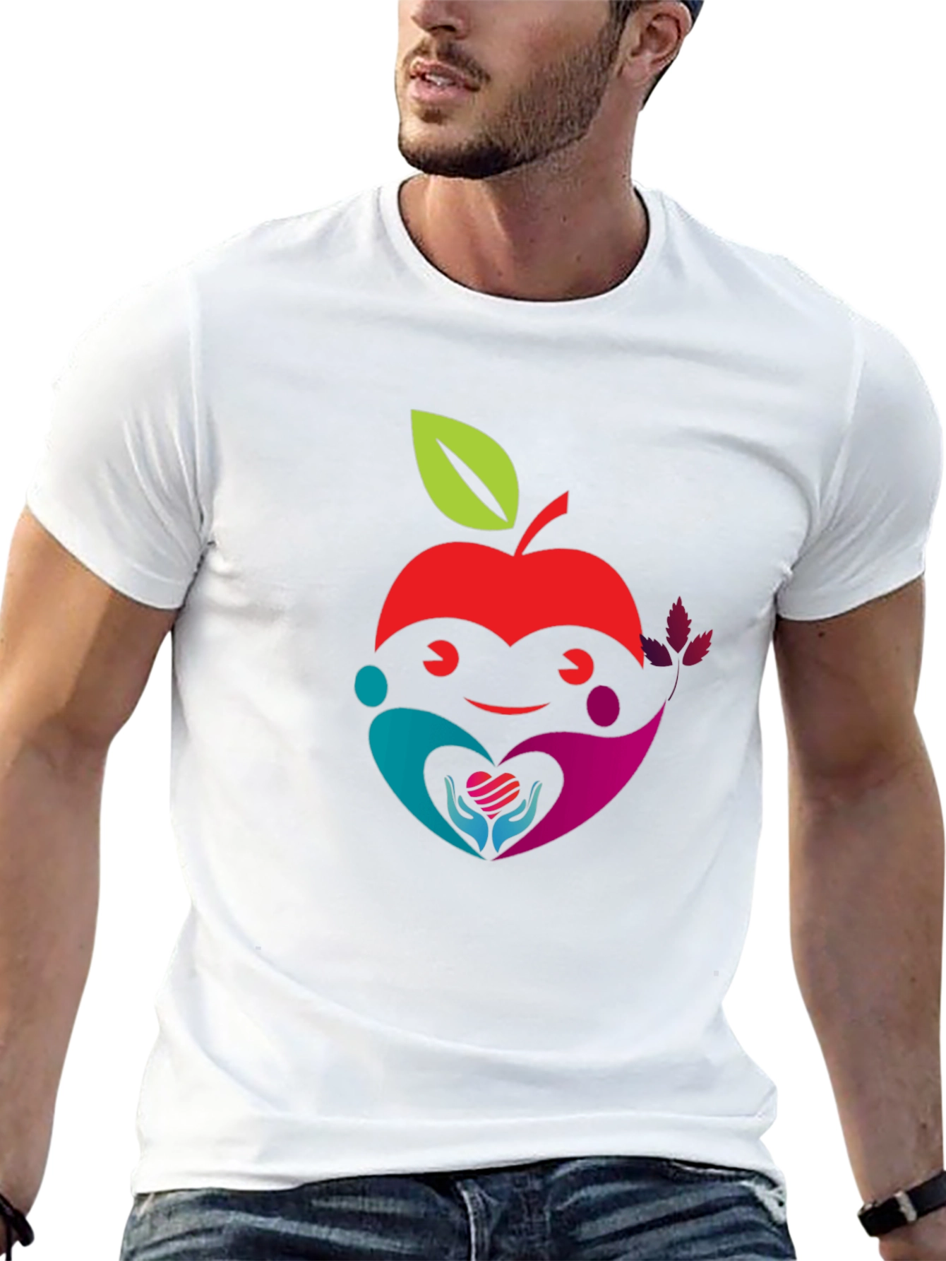 Apple Heart Graphic Black T-Shirt