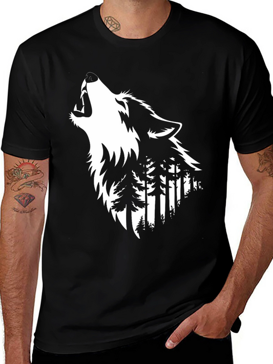Wolf & Forest Graphic Tee - Nature Inspired Design