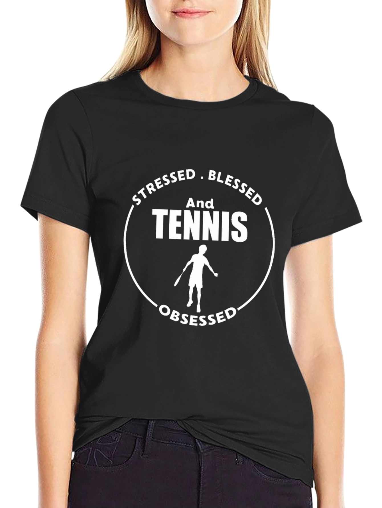 Stressed Blessed Tennis Obsessed Graphic T-Shirt