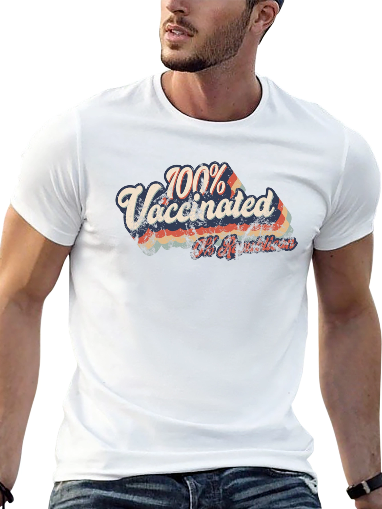 100% Vaccinated Retro Graphic T-Shirt
