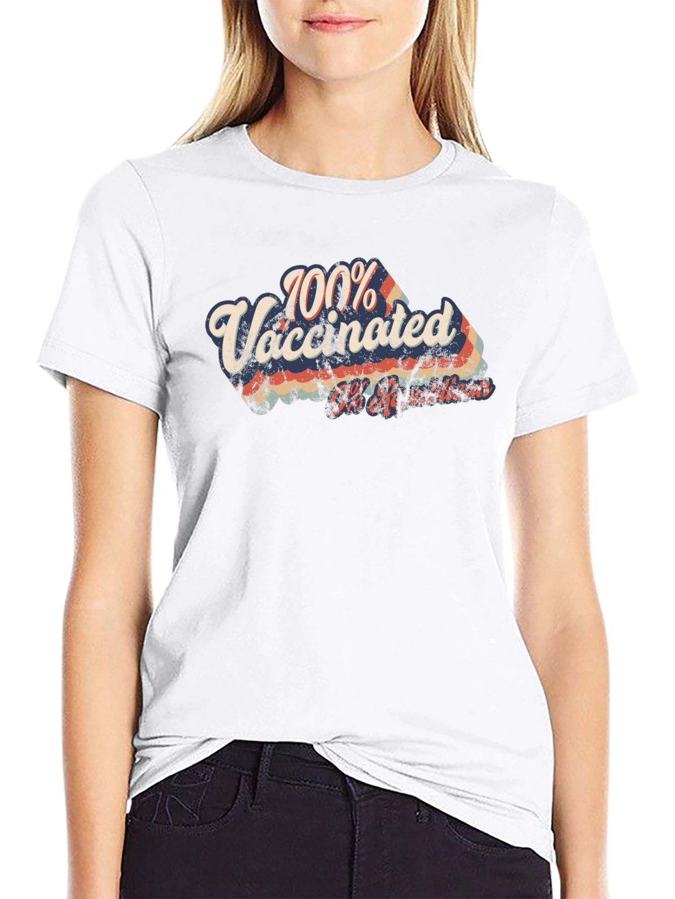 100% Vaccinated Retro Graphic T-Shirt