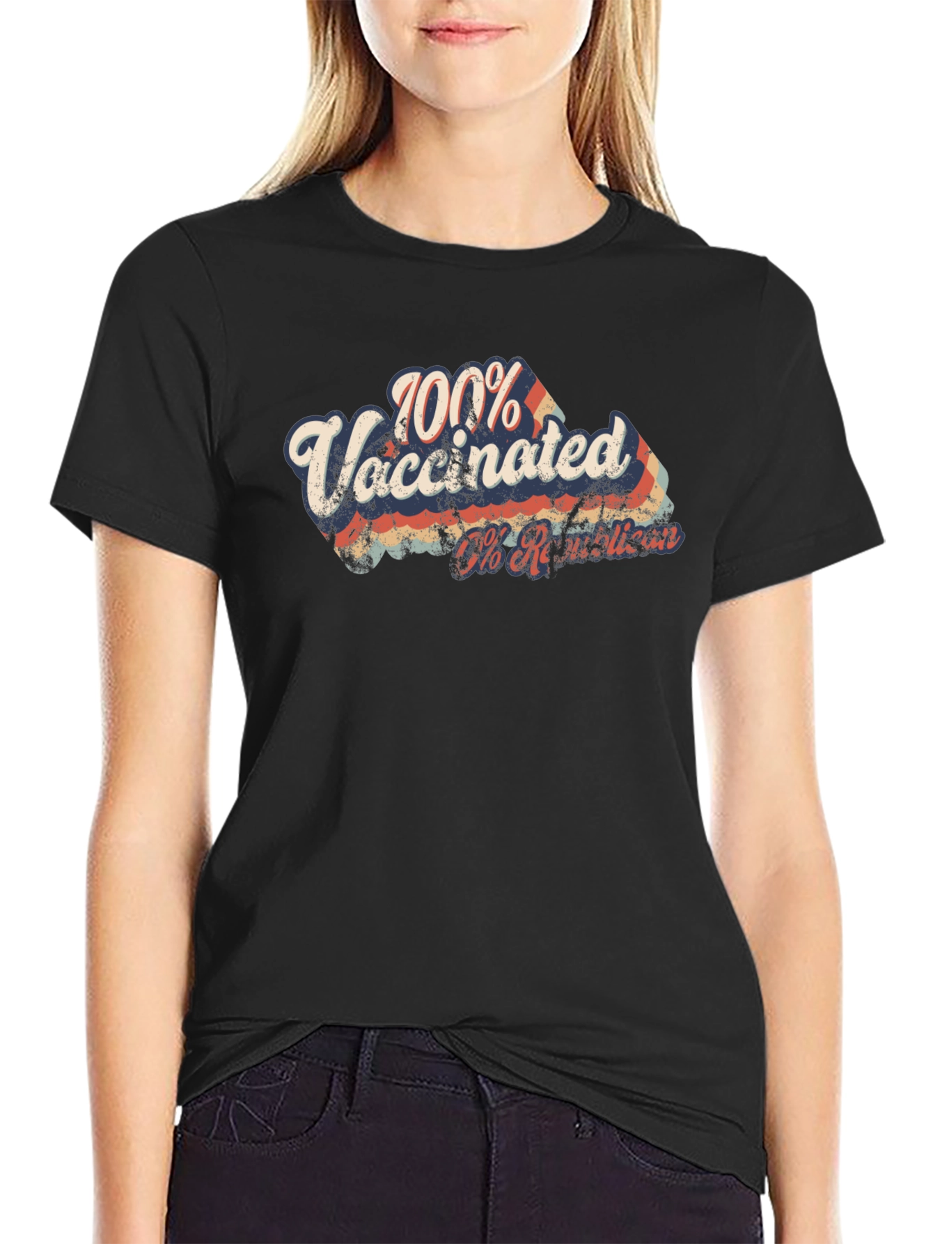 100% Vaccinated Retro Graphic T-Shirt