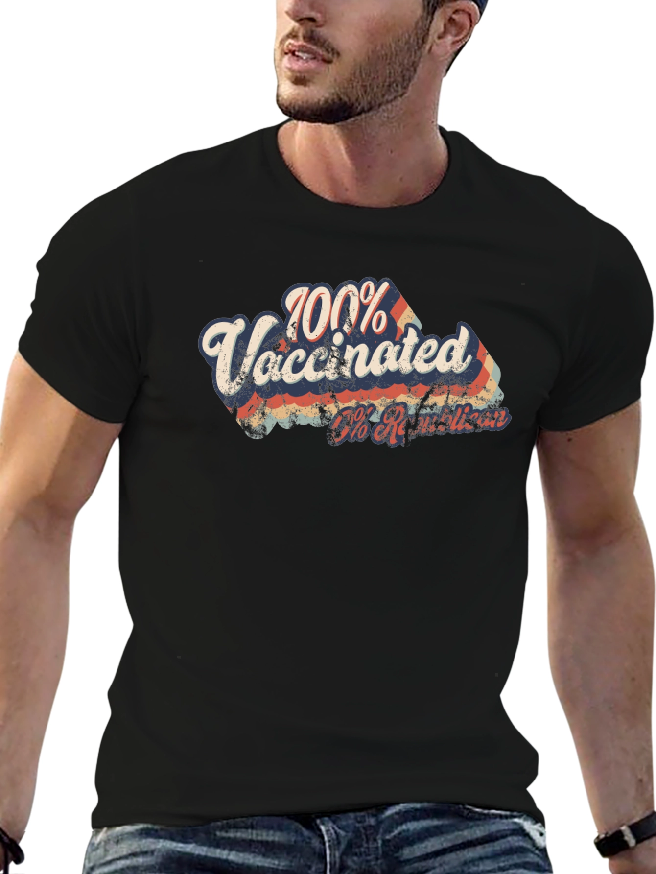 100% Vaccinated Retro Graphic T-Shirt