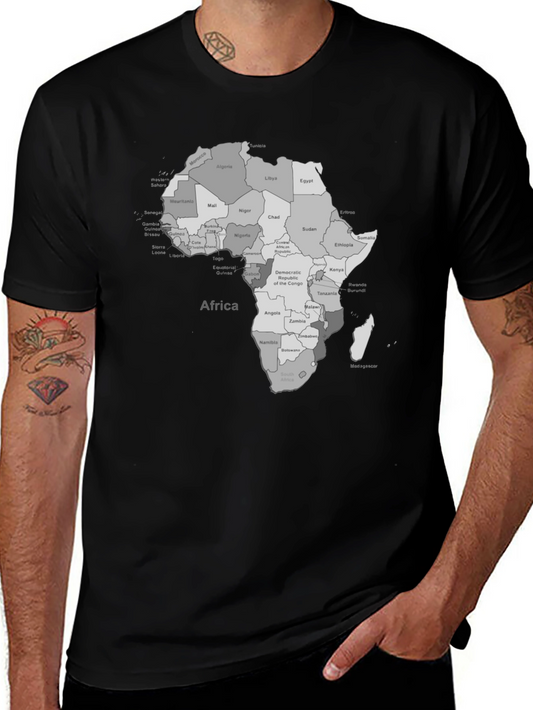 Africa Map T-Shirt - Black Graphic Tee