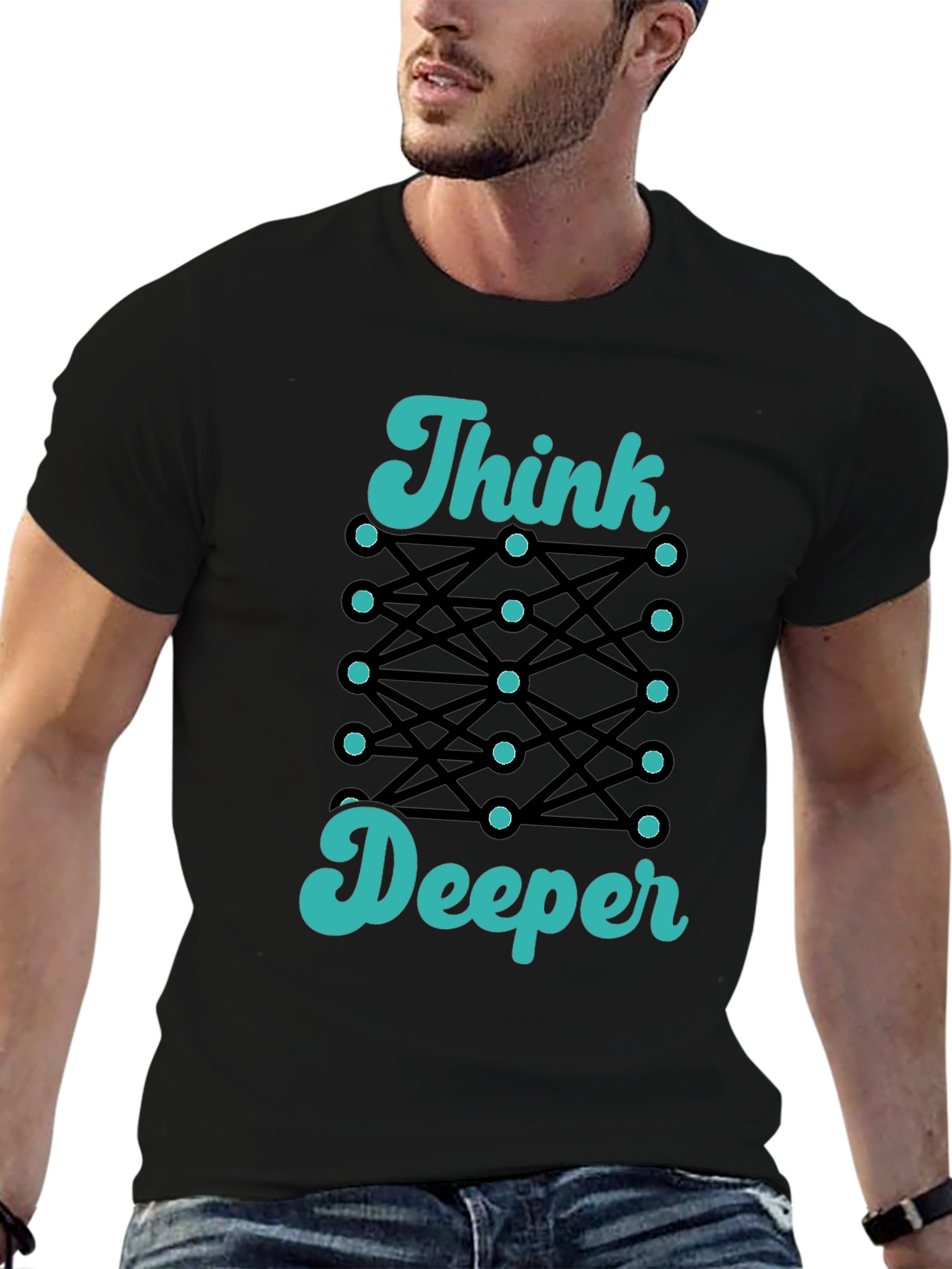 Think Deeper Graphic Tee - Black Cotton T-Shirt