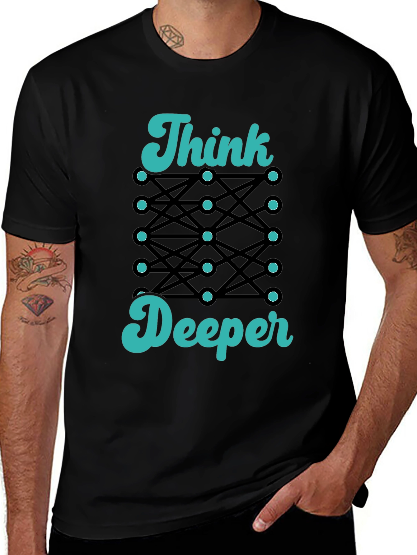 Think Deeper Graphic Tee - Black Cotton T-Shirt