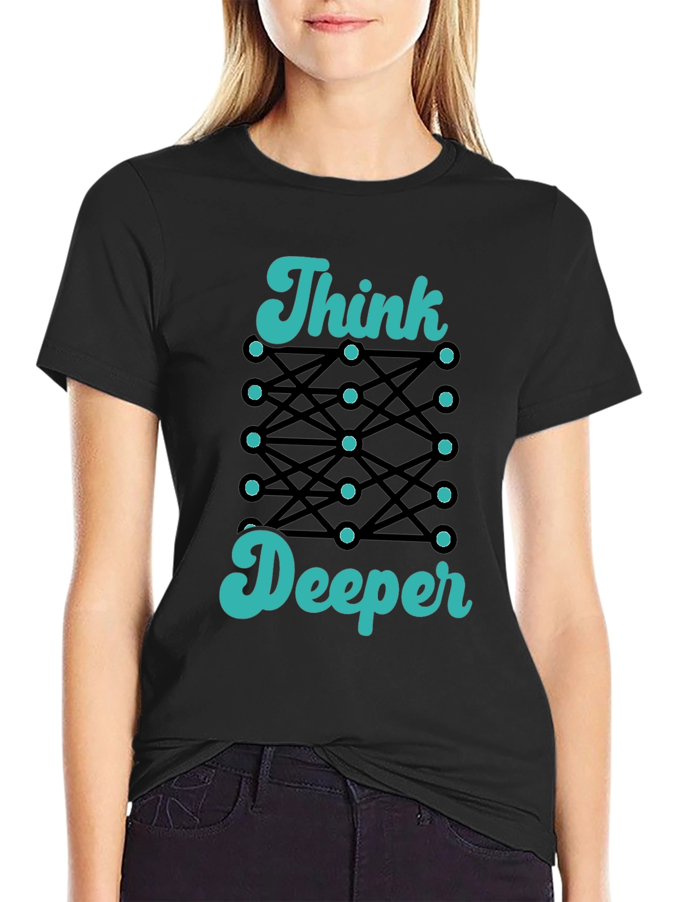 Think Deeper Graphic Tee - Black Cotton T-Shirt