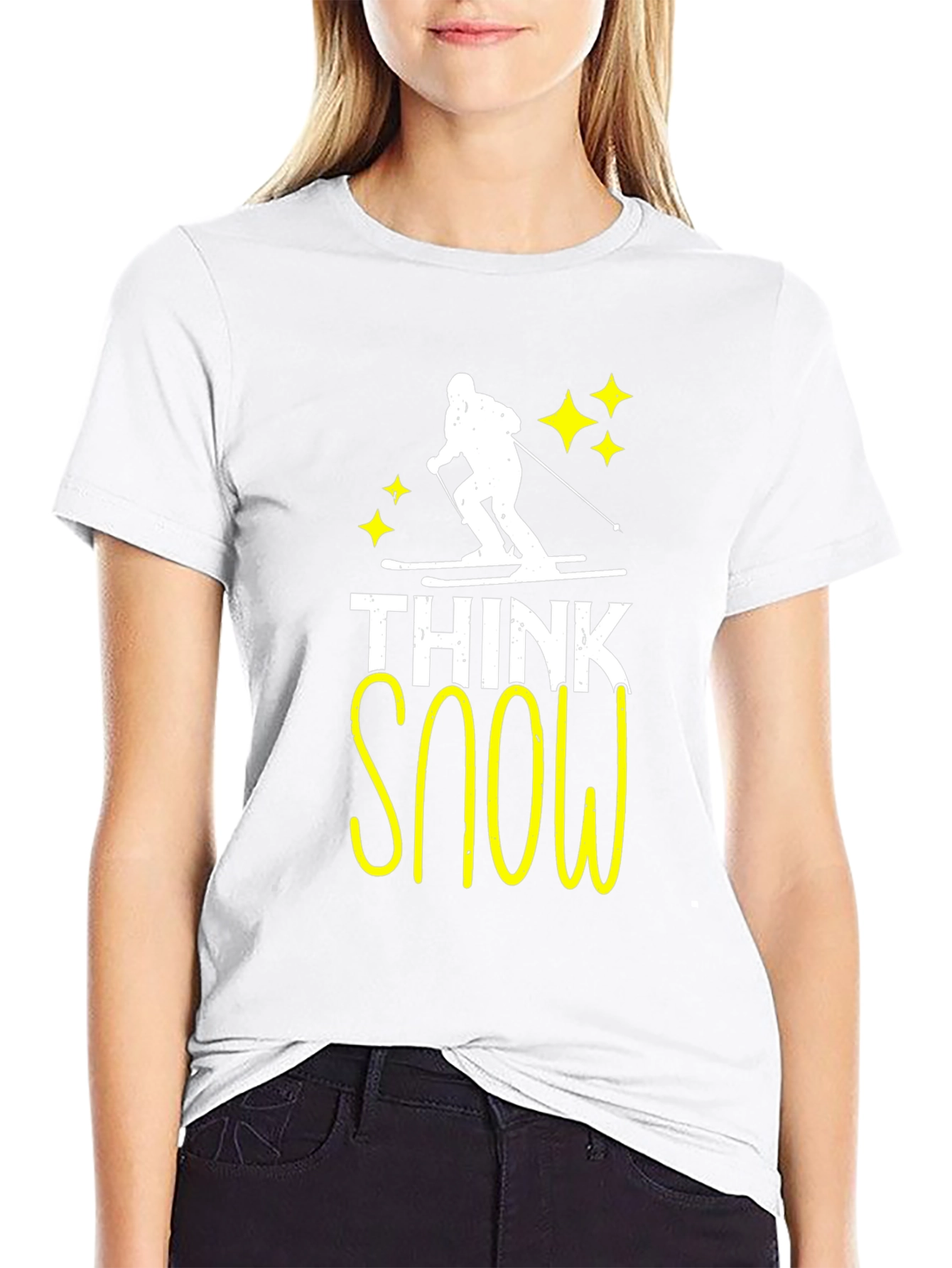 Think Snow Skiing T-Shirt - Black