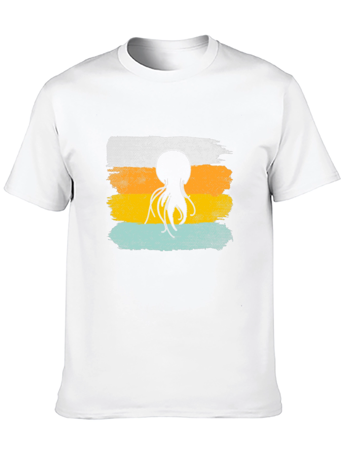 Octopus Retro Stripe T-Shirt Soft Cotton Graphic Tee