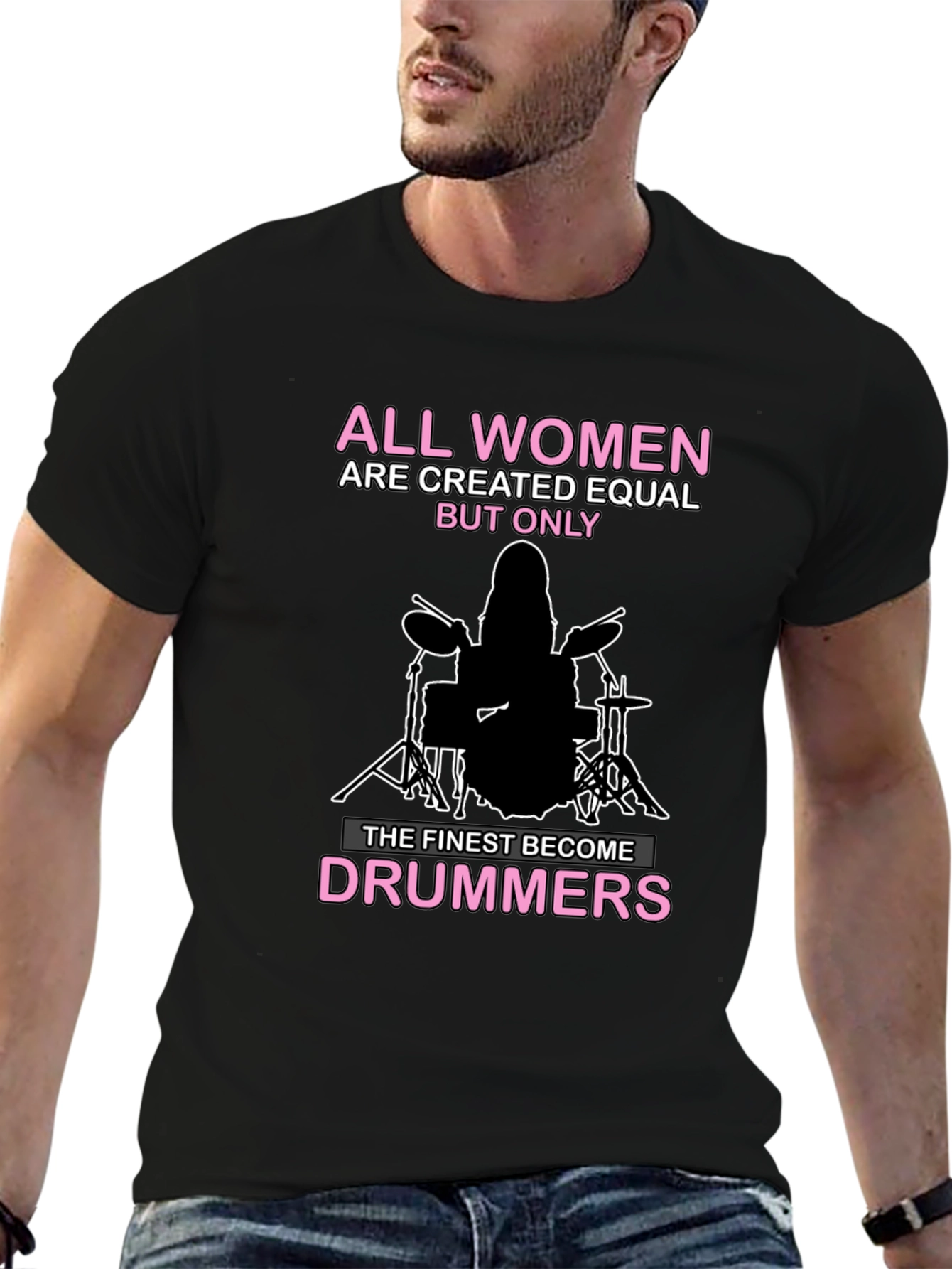 Women Drummers T-Shirt - Black Cotton Tee