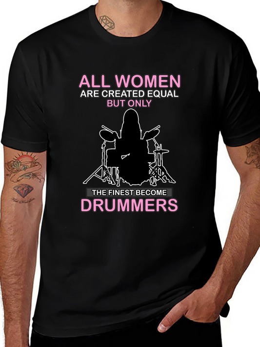 Women Drummers T-Shirt - Black Cotton Tee