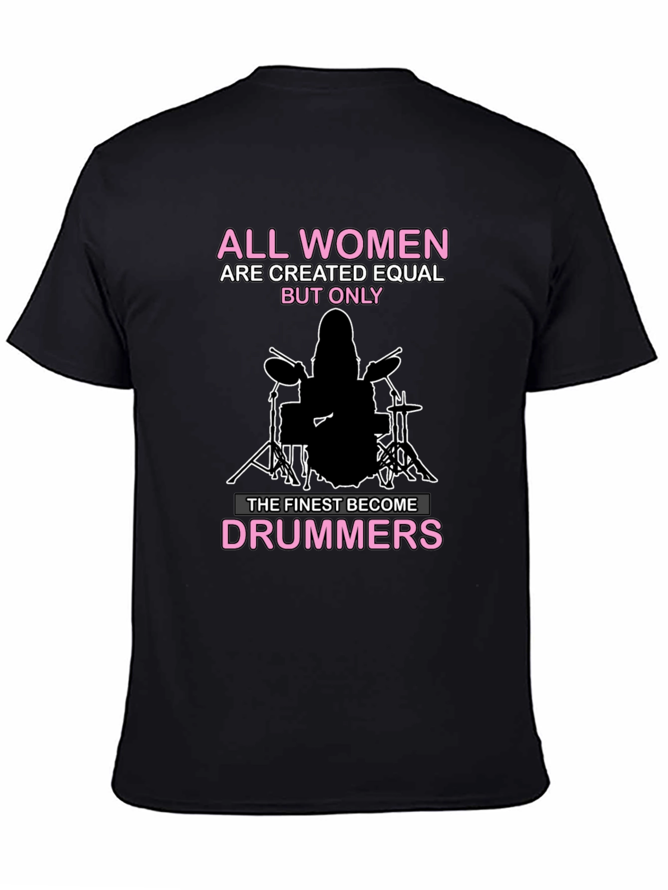 Women Drummers T-Shirt - Black Cotton Tee