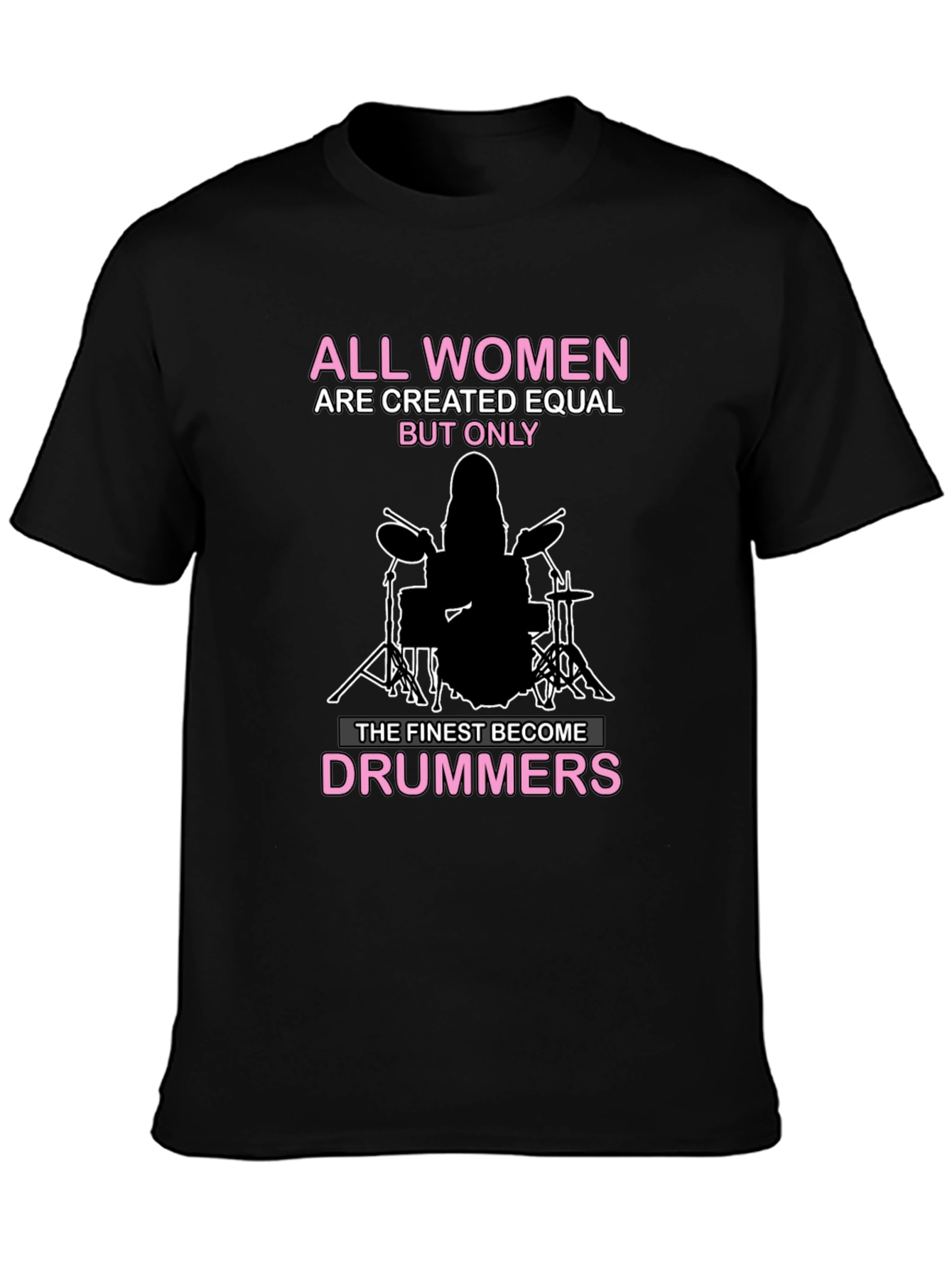 Women Drummers T-Shirt - Black Cotton Tee