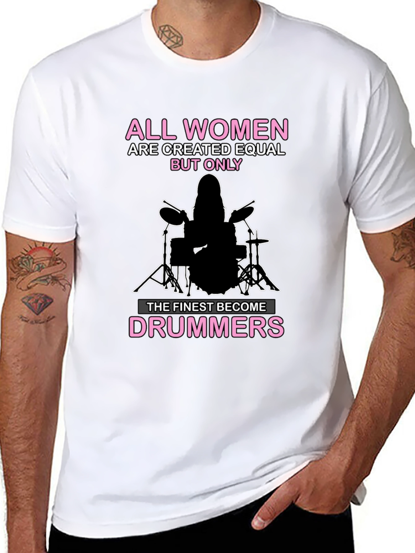 Women Drummers T-Shirt - Black Cotton Tee