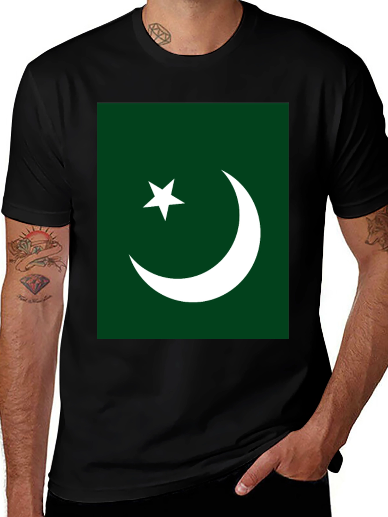 Pakistan Flag Graphic T-Shirt - Green & White Design