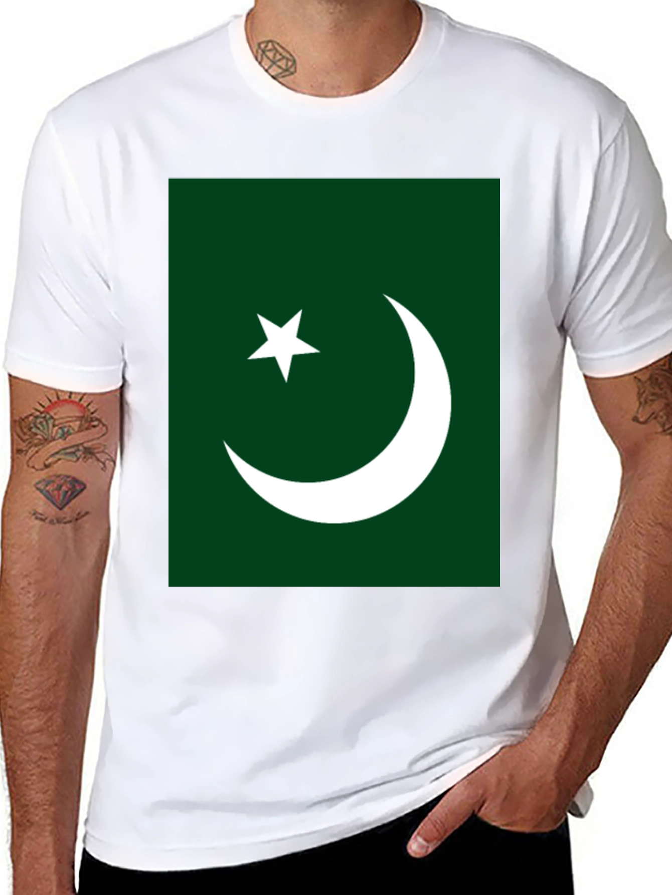 Pakistan Flag Graphic T-Shirt - Green & White Design