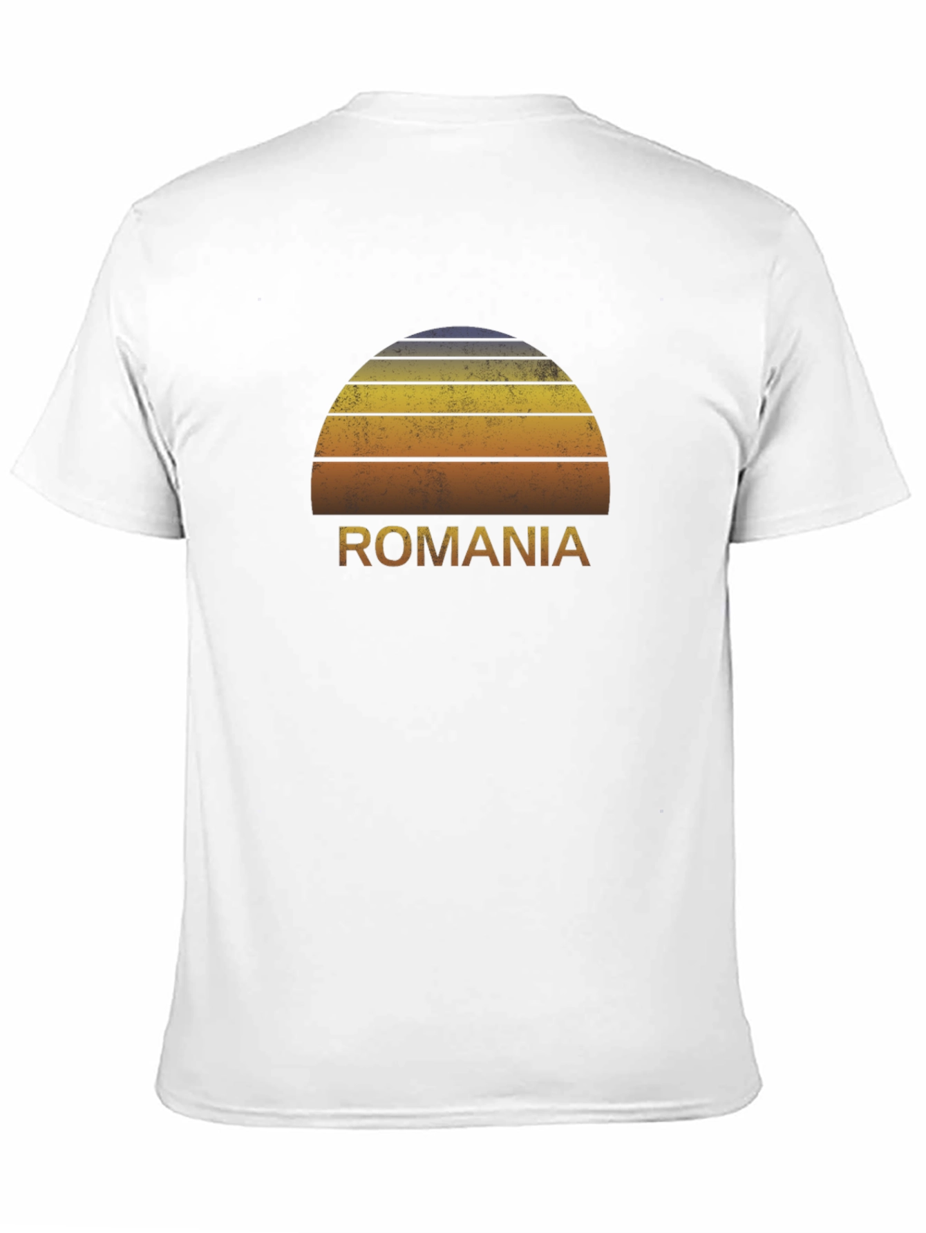 Romania Retro Sunset Graphic Tee - Black Cotton T-Shirt