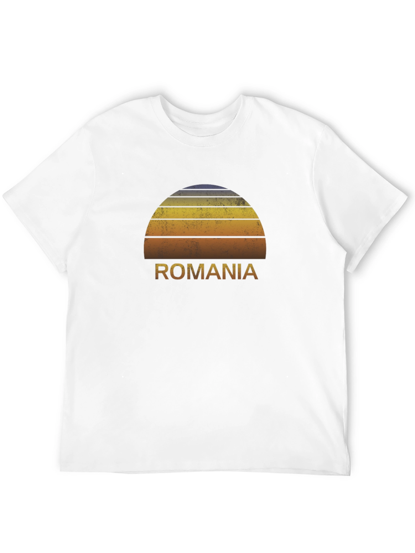 Romania Retro Sunset Graphic Tee - Black Cotton T-Shirt