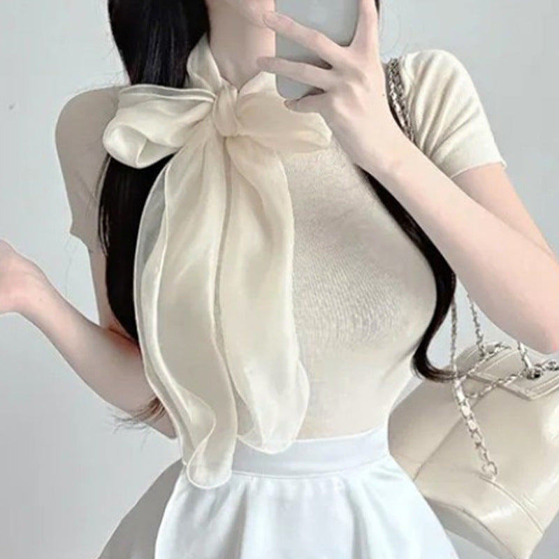 Bow top short sleeved t-shirt for women