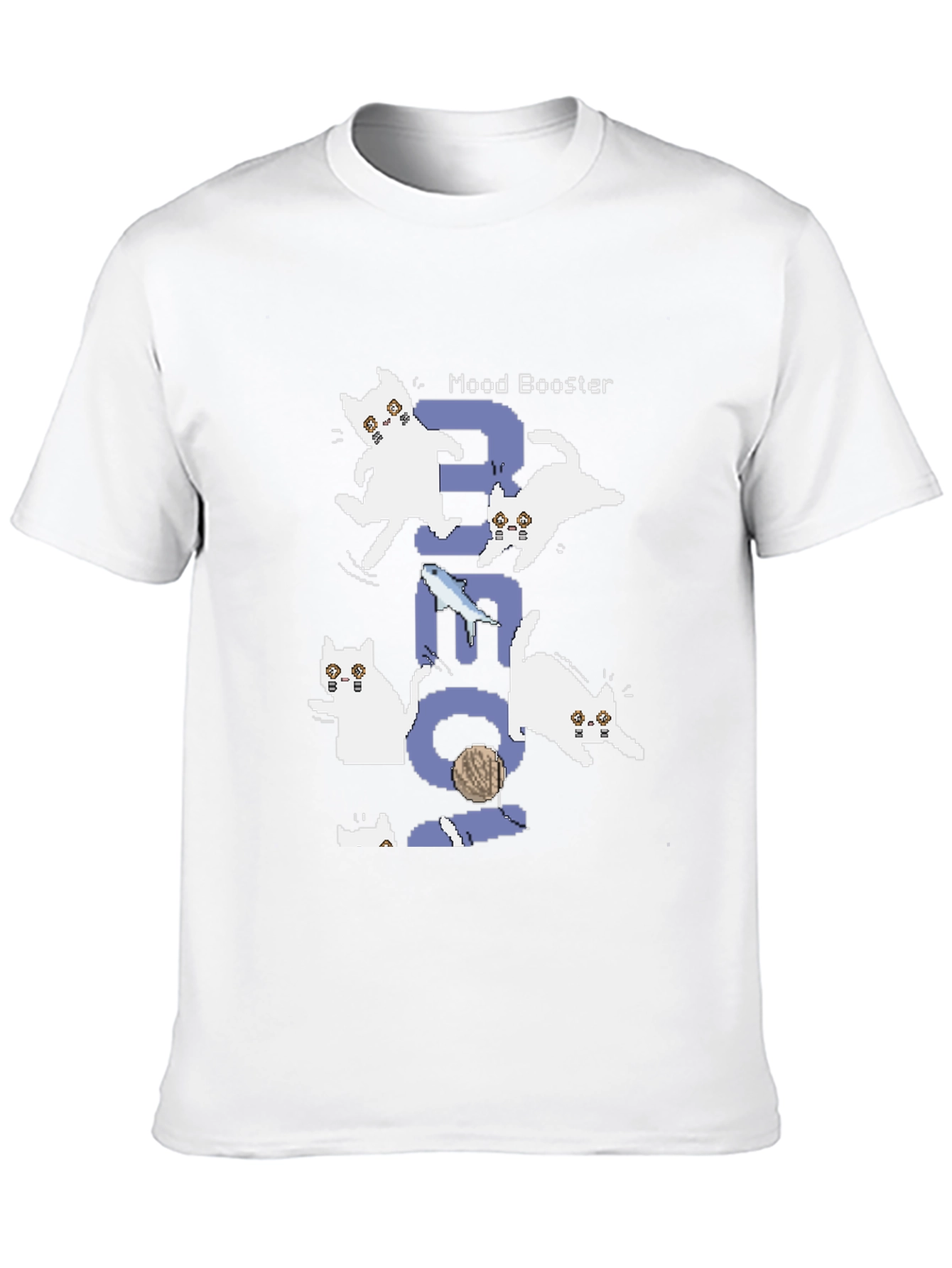 Pixel Cat Mood Booster Black T-Shirt