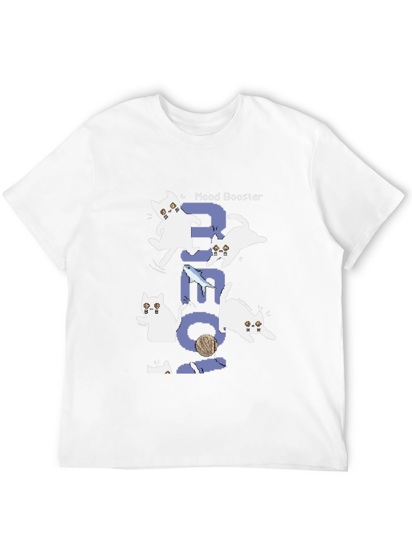 Pixel Cat Mood Booster Black T-Shirt